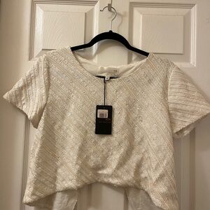 Elegant Cream Beaded Top